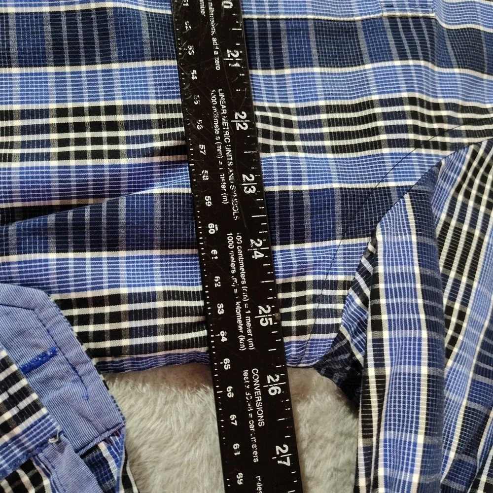 IZOD Shirt Men XL Blue Plaid Long Sleeve Button Down Preppy Work Office Classic